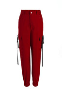 Women's Elastic Waist Cargo Pants with Side Pockets