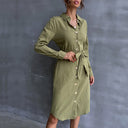 Stylish Women's Shirt Dress with Waist Accent