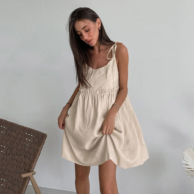 Women's Summer Dress with Adjustable Straps and Elastic Waist