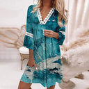 Floral Lace Accent Women's Tunic Dress