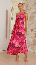 Chic Asymmetrical Women's Maxi Dress with Draped Elegance