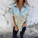 Chic Satin Blouse for Women - Short Sleeves
