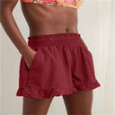 Chic Women's Ruffled Shorts with Pockets