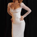 Chic Long-Sleeve Maxi Dress with Stylish Ruffles