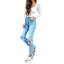 High-Waisted Ripped Skinny Jeans for Women