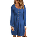 Chic Women's Button-Down Dress with Elastic Waist