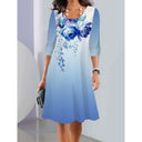 Women's Floral Dress with Gradient Elegance
