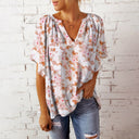 Floral Print V-Neck Blouse for Women