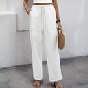 Chic Women's Leisure Pants with Stylish Patch Pockets