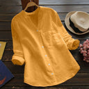 Women's Colorful Long Sleeve Blouse with Stylish Collar