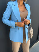 Chic Women's Double Button Blazer with Tailored Cut