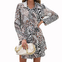 Chic Animal Print Shirt Dress with Belt