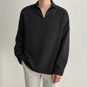 Chic Long Sleeve Blouse with Modern Collar and Flowing Design