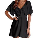 Chic Women's Dress with Wide Sleeves and Tie Belt