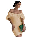 Off-Shoulder Mini Dress with Ruffled Hem for Women
