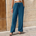 Women's Elastic Waistband Pants with Side Pockets