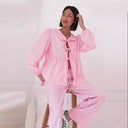 Women's Ruffle Detail Blouse with Gathered Design
