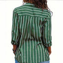 Stylish Vertical Striped Women's Blouse with Pocket