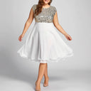 Shimmering Top Flared Skirt Cocktail Dress for Women