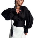 Chic Blouse with Wide Sleeves and Tie Belt