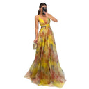 Chic Floral Evening Dress with Flattering Design