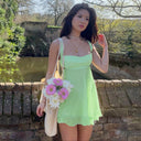Women's Flared Summer Dress with Spaghetti Straps