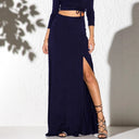 Chic High Slit Maxi Skirt with Elastic Waistband