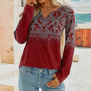 Floral Embroidered Women's Long Sleeve Blouse