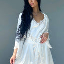 Elegant Satin Nightdress with Lace & Kimono Cape