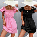 Chic Women's Dress with Statement Sleeves and Elastic Waist