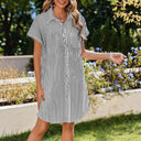 Chic Women's Striped Shirt Dress with Pockets