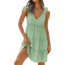 Chic V-Neck Ruffle Dress with Adjustable Straps
