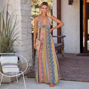 Adjustable Spaghetti Strap Maxi Dress with Deep V-Neck