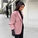 Chic Oversized Suede Imitation Blazer for Women