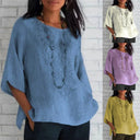 Embroidered Linen Blouse for Women