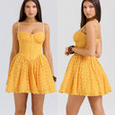 Floral Lace Mini Dress with Adjustable Spaghetti Straps