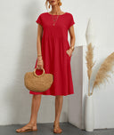 Chic Linen Dress with Pockets for Women