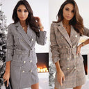 Chic Women's Blazer Dress with Button Closure and Belt