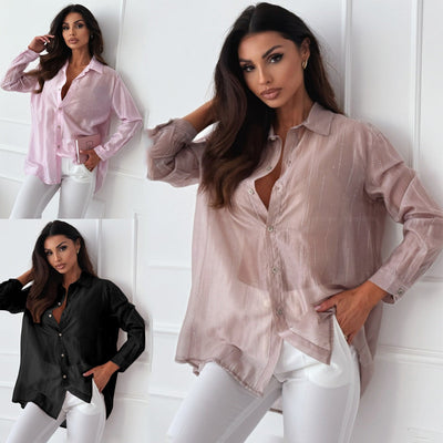 Chic Long-Sleeved Blouse with Exquisite Design