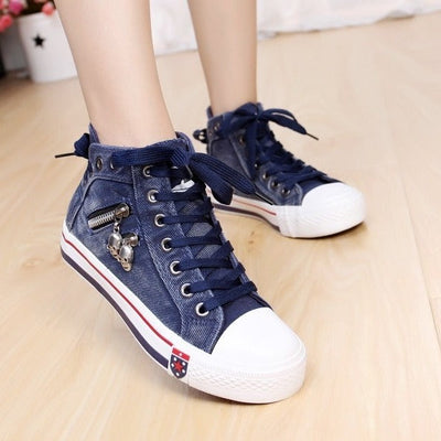 Denim High-Top Sneakers with Chic Accents