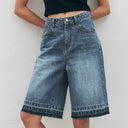 Chic High-Waisted Denim Shorts with Trendy Wide Legs