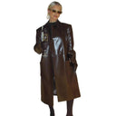 Chic Women's Faux Leather Blazer Jacket