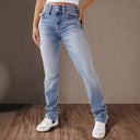 High-Waist Slim Fit Jeans with Chic Button Accents