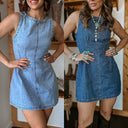 Chic Women's Denim Dress with Pockets