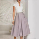 Trendy White Color Block Flared Summer Dress