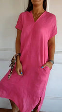 Women's Linen Dress with Side Pockets