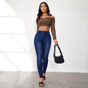Chic High-Waisted Skinny Jeans with Contemporary Wash