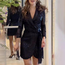 Glamorous Sequin Mini Dress with Wrap Design