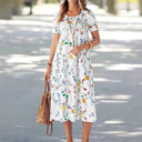 Floral-Patterned Women's Summer Dress with Pockets