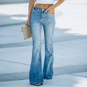 Chic Women's High-Waist Flared Jeans with Distressed Hem